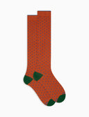 Calze lunghe uomo cotone fantasia pois arancio - Gallo 1927 - Official Online Shop