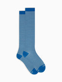 Calze lunghe uomo cotone righe windsor azzurro - Gallo 1927 - Official Online Shop