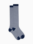 Calze lunghe uomo cotone leggero royal/bianco righe windsor - Gallo 1927 - Official Online Shop