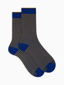 Calze corte uomo cotone righe windsor blu - Gallo 1927 - Official Online Shop