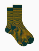 Calze corte uomo cotone righe windsor verde - Gallo 1927 - Official Online Shop