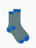 Calze corte uomo cotone righe windsor azzurro - Gallo 1927 - Official Online Shop