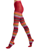 Collant donna cotone bordò righe multicolor - Gallo 1927 - Official Online Shop