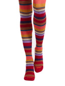 Collant donna cotone bordò righe multicolor - Gallo 1927 - Official Online Shop