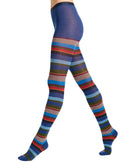 Collant donna cotone blu righe multicolor - Gallo 1927 - Official Online Shop