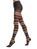 Collant donna cotone caldo grigio righe multicolor