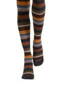 Collant donna cotone caldo grigio righe multicolor
