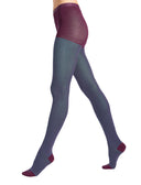 Collant donna cotone caldo viola righe windsor