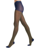 Collant donna cotone caldo blu righe windsor