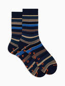 Calze corte antiscivolo uomo cotone blu righe multicolor - Gallo 1927 - Official Online Shop