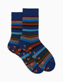 Calze corte antiscivolo uomo cotone blu righe multicolor - Gallo 1927 - Official Online Shop
