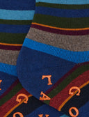 Calze corte antiscivolo uomo cotone blu righe multicolor - Gallo 1927 - Official Online Shop