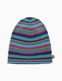 Wendbare Unisex-Mütze aus Fleece, blau, Multicolor-Streifen
