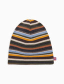 Wendbare Unisex-Fleecemütze, grau, Multicolor-Streifen