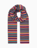Sciarpa unisex pile azzurro righe multicolor
