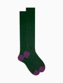 Calze lunghe uomo cotone fantasia pois su cangiante verde - Gallo 1927 - Official Online Shop