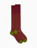 Calze lunghe uomo cotone fantasia pois su cangiante rosso - Gallo 1927 - Official Online Shop