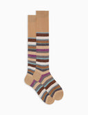 Calze lunghe uomo cotone e lino righe multicolor beige - Gallo 1927 - Official Online Shop