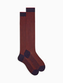 Men's long purple plated cotton socks