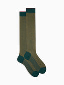 Men's long peacock-coloured plated cotton socks