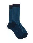 Men's short ocean blue plated cotton socks