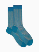 Calze corte uomo cotone azzurro twin rib - Gallo 1927 - Official Online Shop