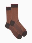 Kurze Herrensocken aus brauner Baumwolle mit Twin-Rib-Muster