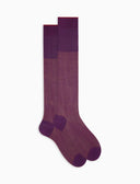 Men's long purple cotton socks with iridescent motif