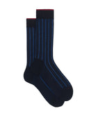 Calze corte uomo cotone blu twin rib spaziata