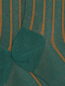 Men's short green socks in spaced twin-rib cotton