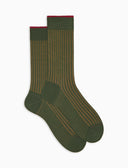 Kurze Herrensocken aus Wolle und Baumwolle, grün, vanisè-Rippe