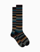Calze lunghe uomo lana grigio righe multicolor - Gallo 1927 - Official Online Shop