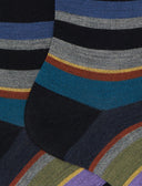 Calze corte uomo lana nero righe multicolor - Gallo 1927 - Official Online Shop