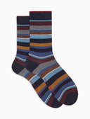 Calze corte uomo lana blu righe multicolor