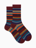 Calze corte uomo lana rosso righe multicolor - Gallo 1927 - Official Online Shop