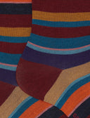 Calze corte uomo lana rosso righe multicolor - Gallo 1927 - Official Online Shop