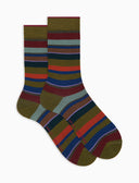 Calze corte uomo lana verde righe multicolor - Gallo 1927 - Official Online Shop