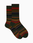 Calze corte uomo lana verde righe multicolor - Gallo 1927 - Official Online Shop