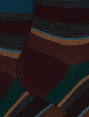 Calze corte uomo lana bordò righe multicolor - Gallo 1927 - Official Online Shop