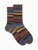 Calze corte uomo lana marroni righe multicolor