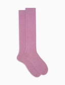 Calze lunghe uomo cashmere rosa tinta unita
