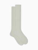 Calcetines largos de hombre de cachemira acanalados blancos lisos