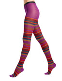Collant donna lana viola righe multicolor - Gallo 1927 - Official Online Shop