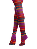 Collant donna lana viola righe multicolor - Gallo 1927 - Official Online Shop