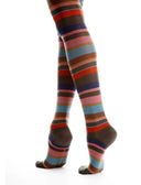 Collant donna lana verde righe multicolor - Gallo 1927 - Official Online Shop