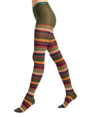 Collant donna lana verde righe multicolor - Gallo 1927 - Official Online Shop