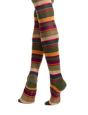 Collant donna lana verde righe multicolor - Gallo 1927 - Official Online Shop