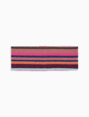 Pink fleece band for women with multicoloured stripes