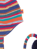 Kinder-Fliegermütze aus Fleece in Hellblau mit Multicolor-Streifen