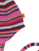 Kinder-Fliegermütze aus Fleece in Rosa mit Multicolor-Streifen